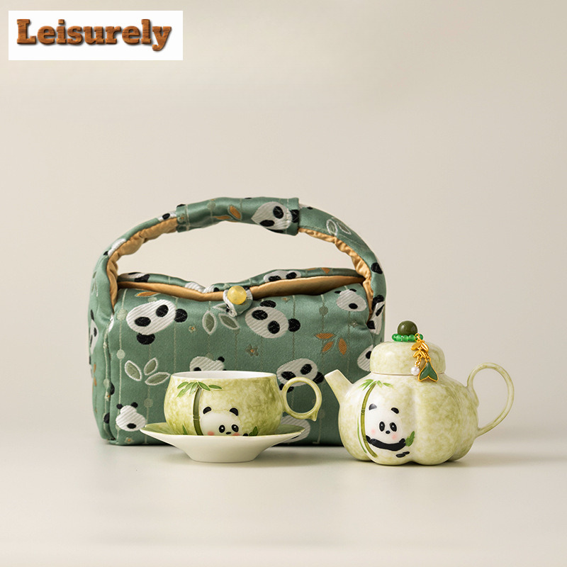Camping Cooking Pan Set - Hand-painted Panda Travel Tea Set Kit