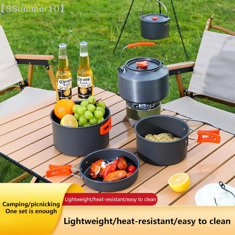 Camping Cooking Pan Set - 【SSummer10】Camping Aluminum Portable Outdoor Cookware Set
