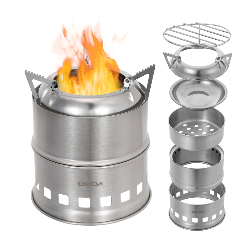 Camping Cooking Windshield - Lixada Stainless Steel Wood Stove Camping