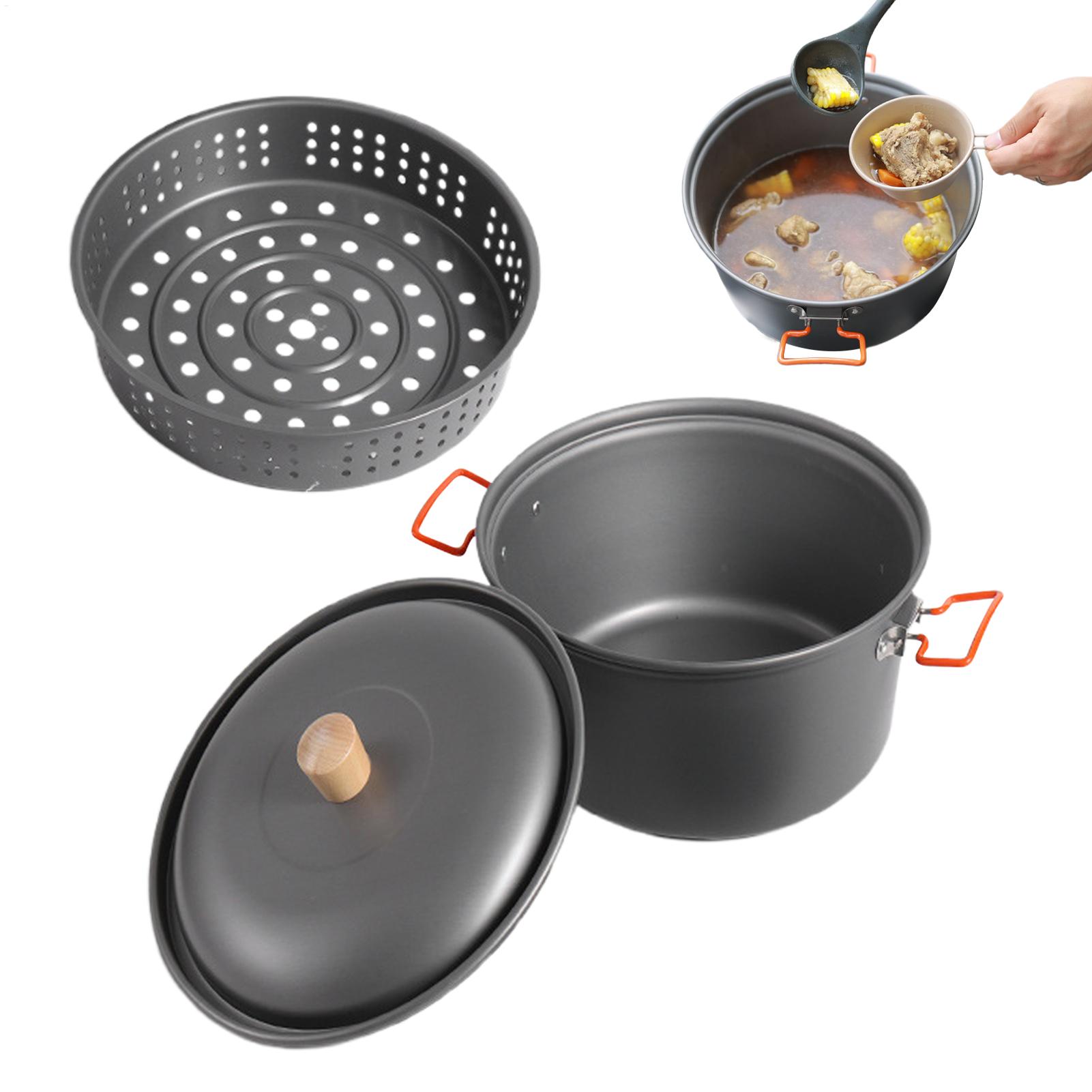 Camping Cooking Set With Kettle - 7.5L Portable Camping Steamer Backpacking Pot