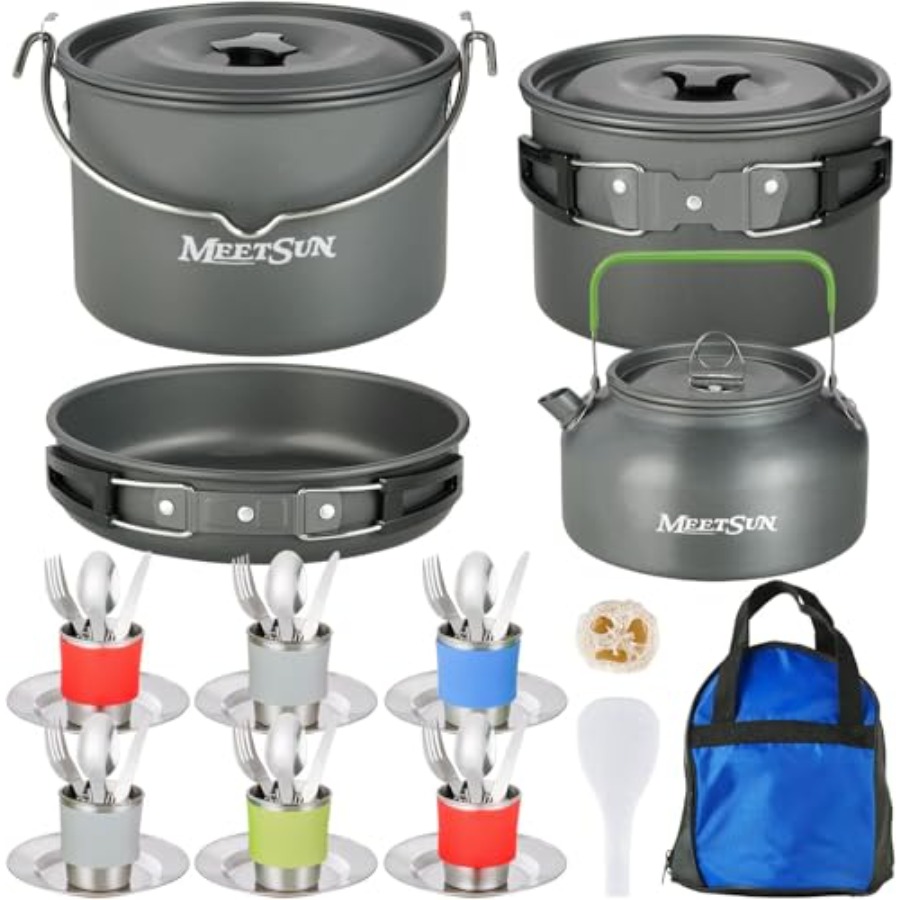 Camping Cooking Pan Set - MEETSUN Camping Cookware Set - 37