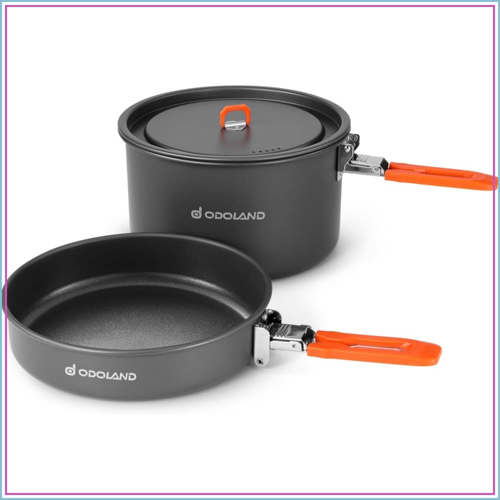 Camping Cooking Pots And Pans - Non-Stick Camping Cookware Mess Kit, Lightweight