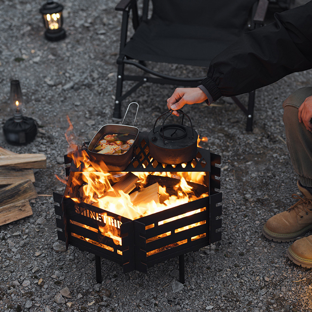Camping Cooking Windshield - Camping Firewood Brazier Carbon Steel Detachable