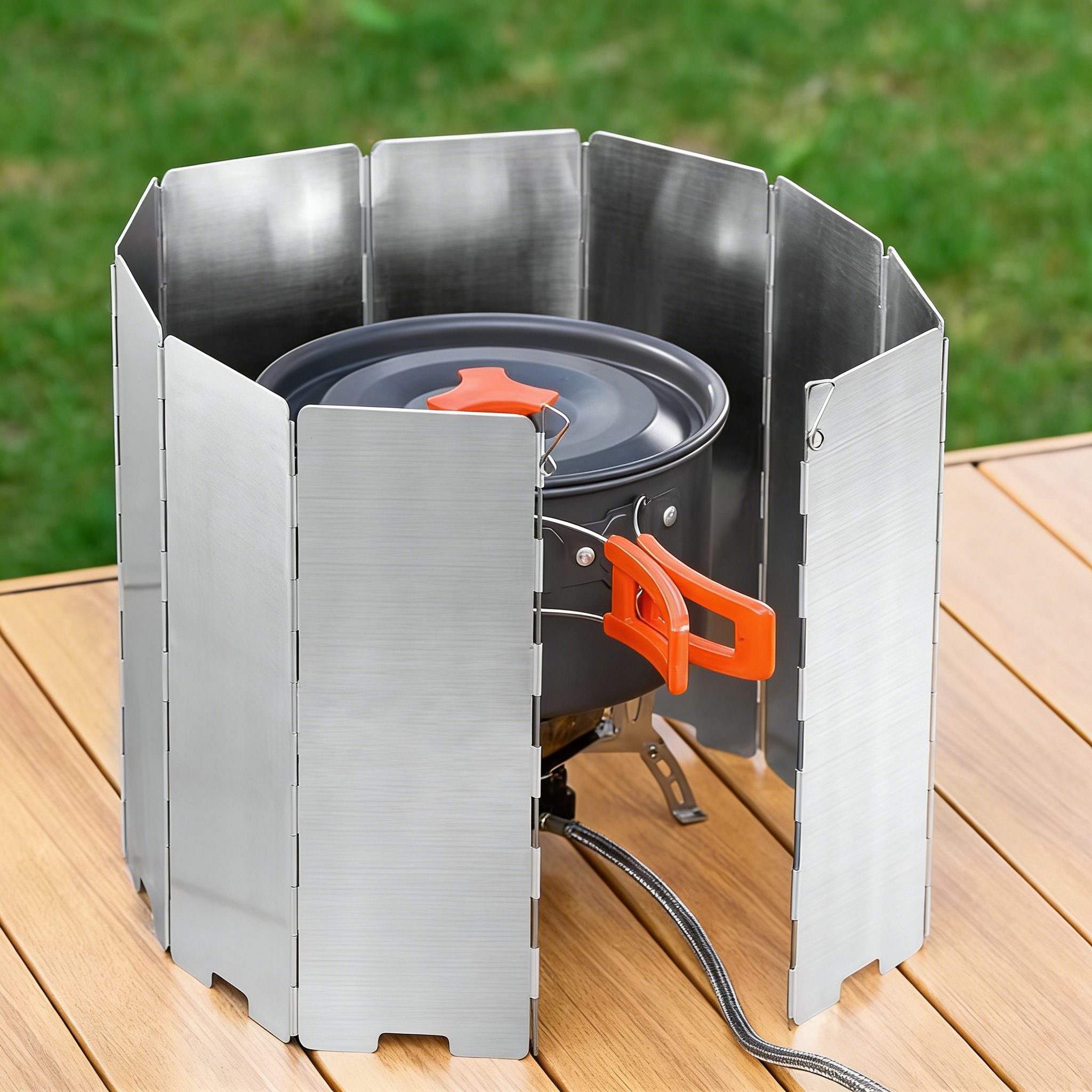 Camping Cooking Windshield - 8 Plates Aluminum Windscreen Stove Windshield