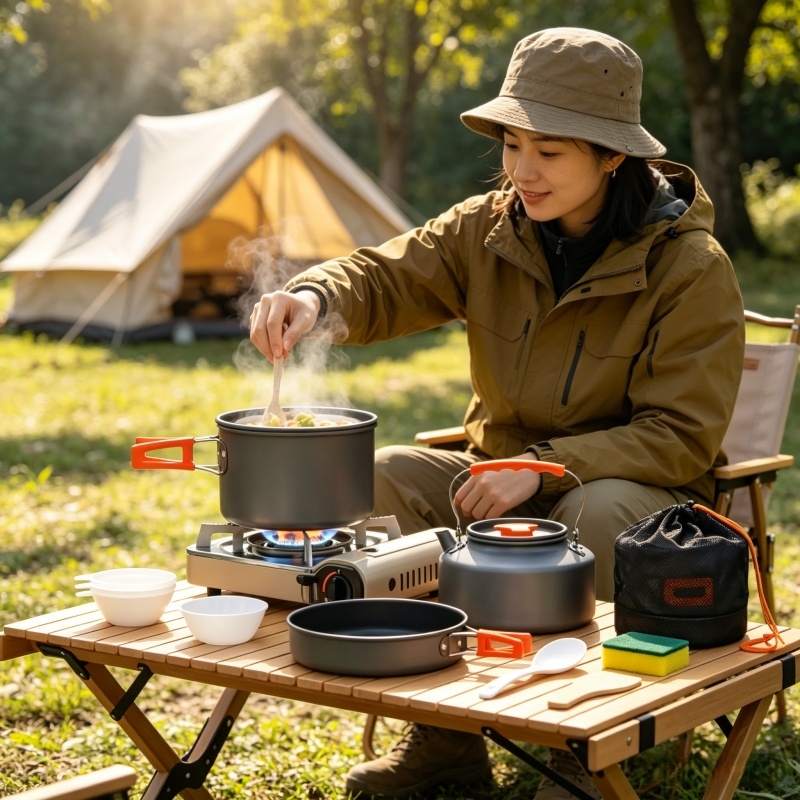 Camping Cooking Roll - Camping Cookware Set Outdoor Pot Tableware