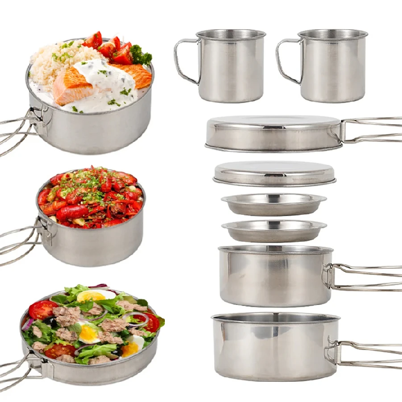 8pcs/Set Camping Cookware Mess - Camping Cooking Roll review and price