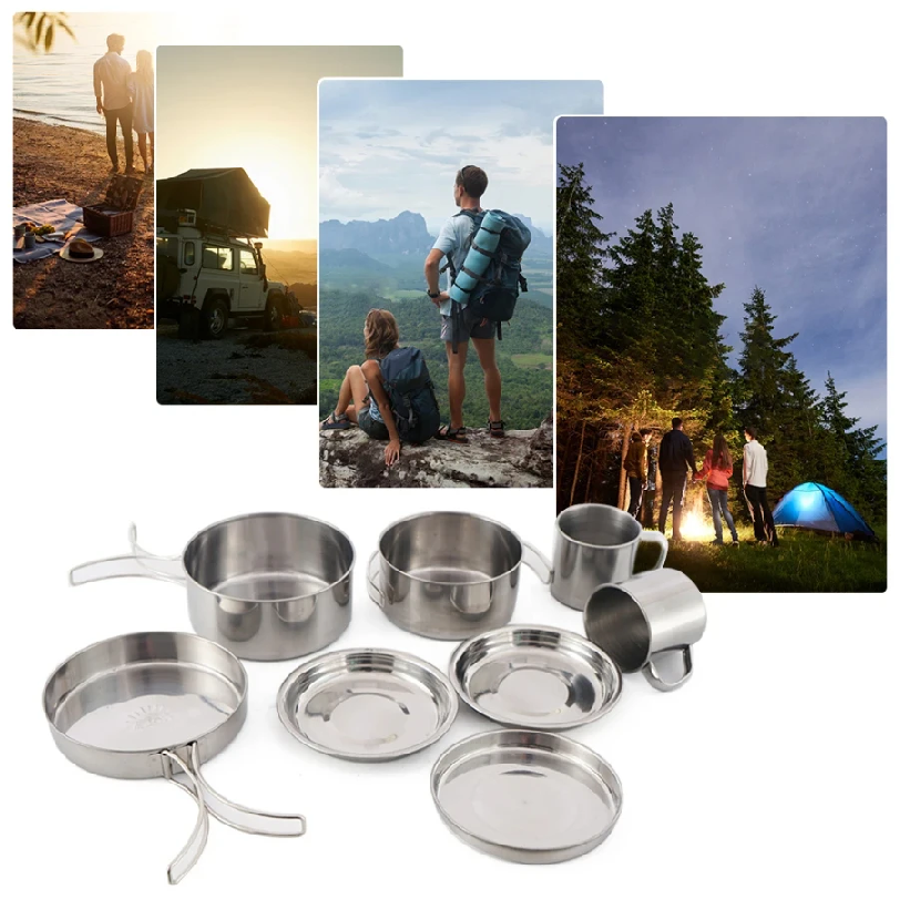 8pcs/Set Camping Cookware Mess - Camping Cooking Roll review and price