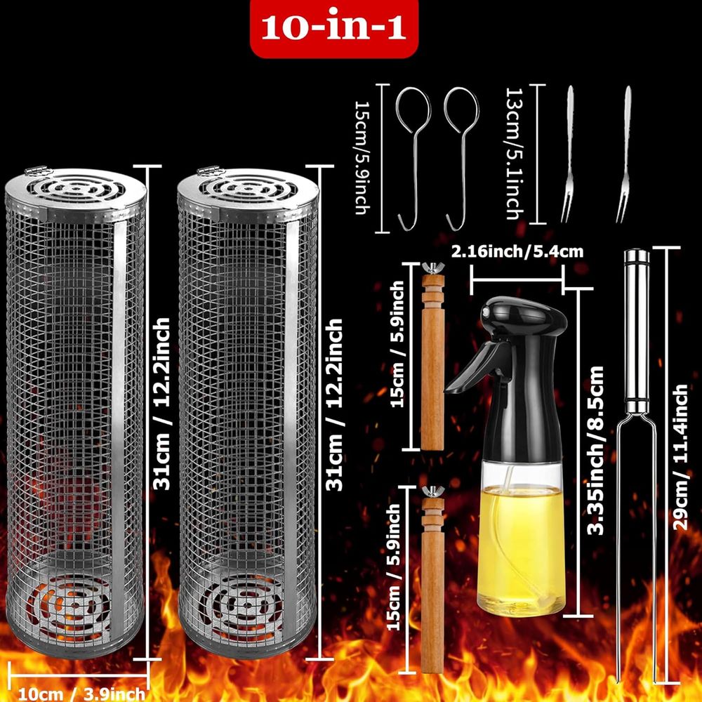 Large Round Stainless Steel Gr - Cooking Outdoor Camping review and price
