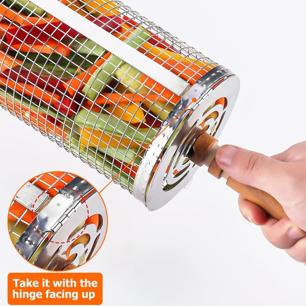 Large Round Stainless Steel Gr - Cooking Outdoor Camping review and price
