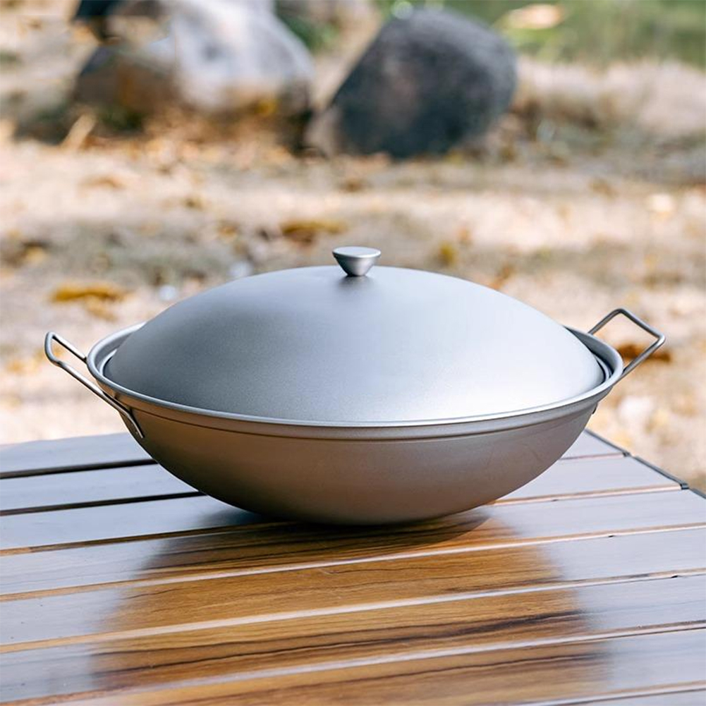 Titanium Wok Pan with Lid Doub - Camping Cooking Full Set review and price