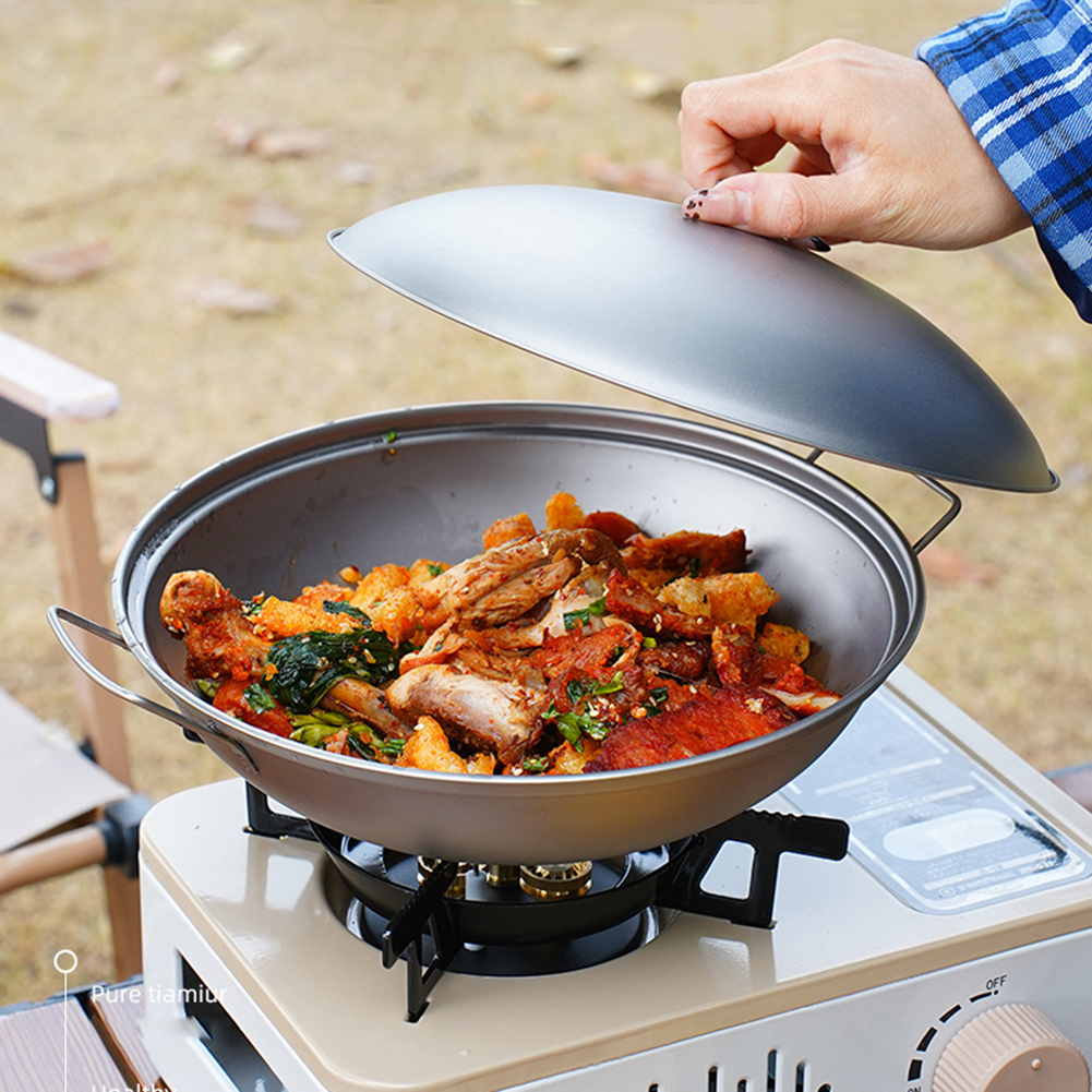 Titanium Wok Pan with Lid Doub - Camping Cooking Full Set review and price