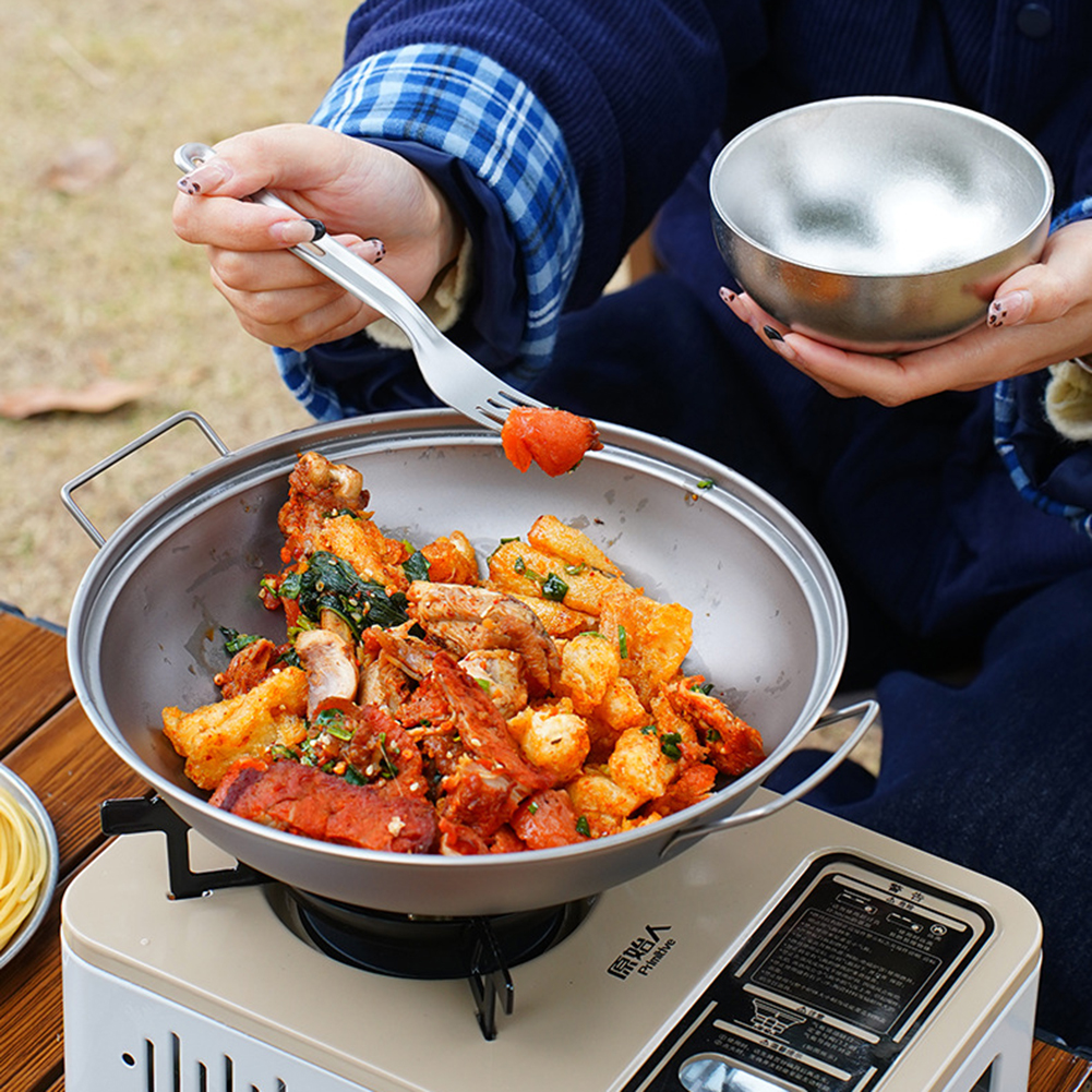 Titanium Wok Pan with Lid Doub - Camping Cooking Full Set review and price