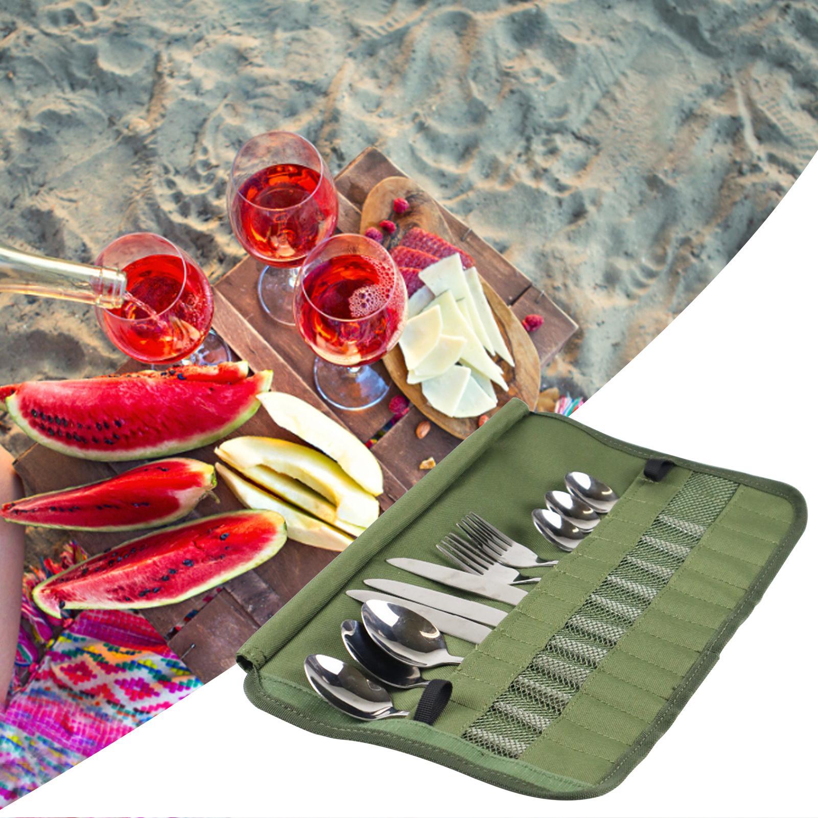 Camping Tableware Roll Bag Kit - Camping Cooking Equipment Bag review and price