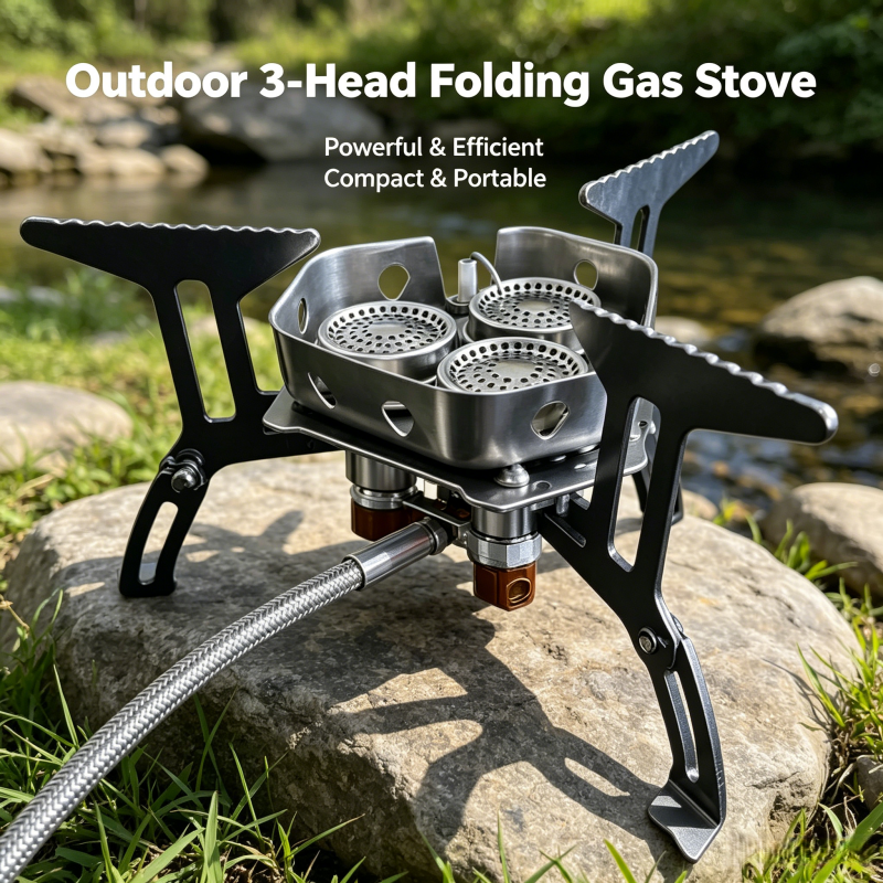 Three-head gas stove portable  - Camping Cooking Full Set review and price