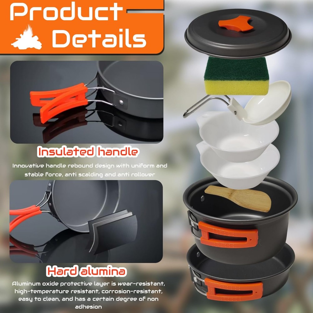 7Pcs Camping Pan Set - Backpac - Camping Cooking Pots And Pans review and price