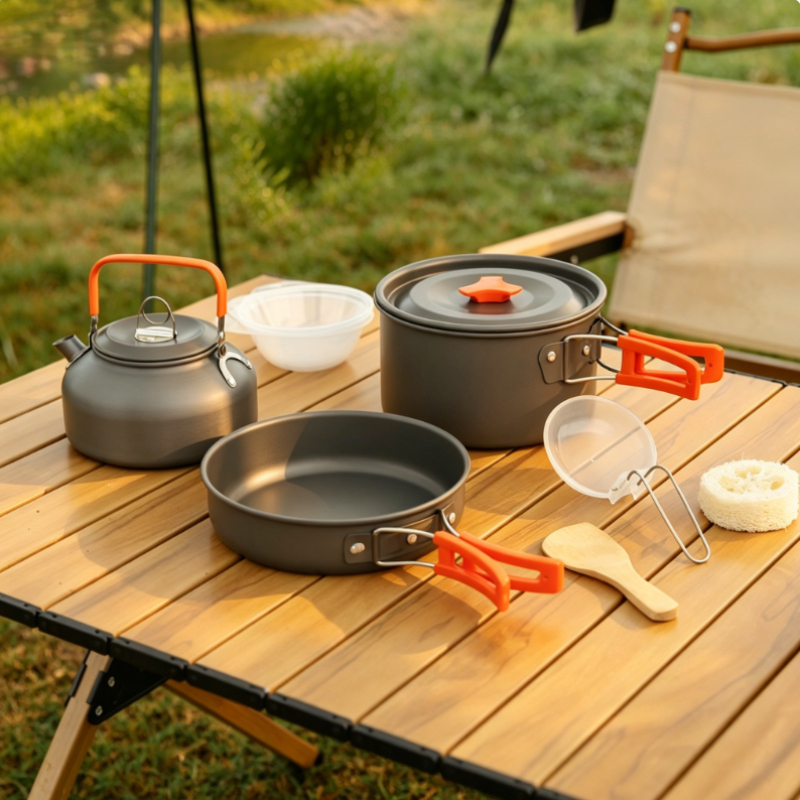 Outdoor Aluminum Alloy Camping - Camping Cooking Set With Kettle review and price