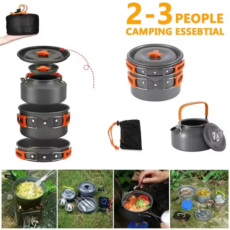 Outdoor Aluminum Alloy Camping - Camping Cooking Set With Kettle review and price