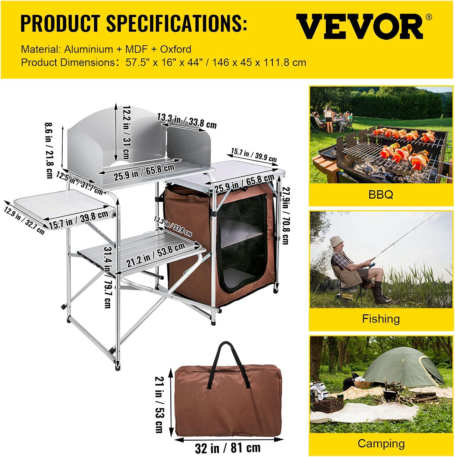 VEVOR Camping Kitchen Table, A - Vevor Camping Cooking Table review and price