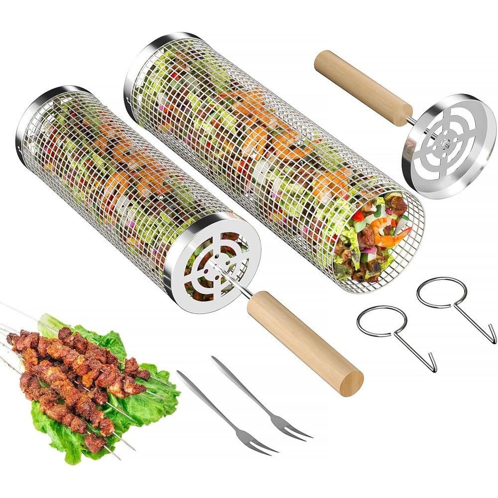 Set of 2 Stainless Steel BBQ G - Cooking Outdoor Camping review and price