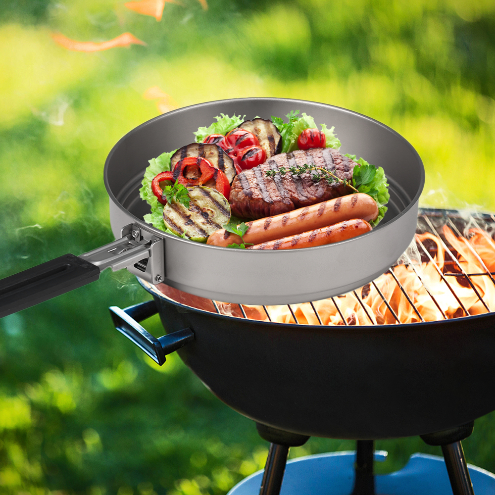 Lixada 1100ml Titanium Fry Pan - Camping Cooking Windshield review and price