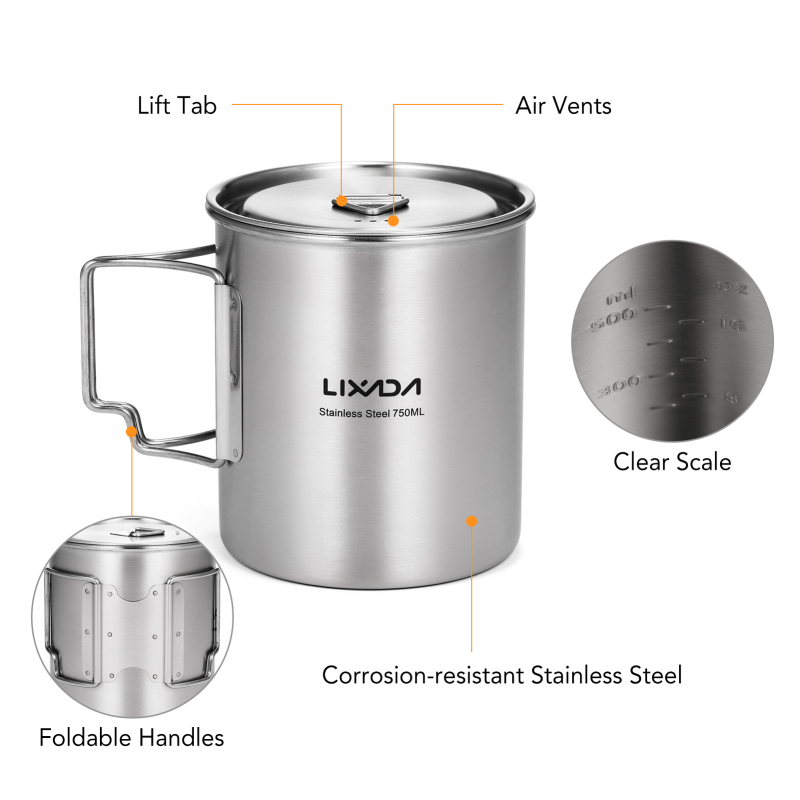 Lixada 750ml Cup Outdoor Stain - Camping Cooking Equipment Bag review and price