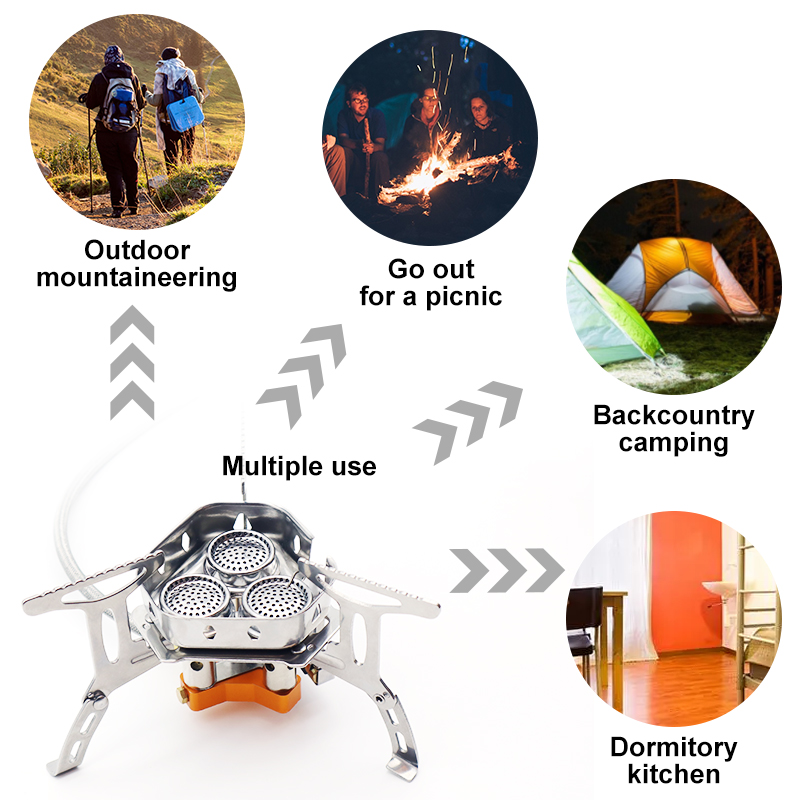 PACOONE Three Heads Gas Stove  - Camping Cooking Equipment Bag review and price