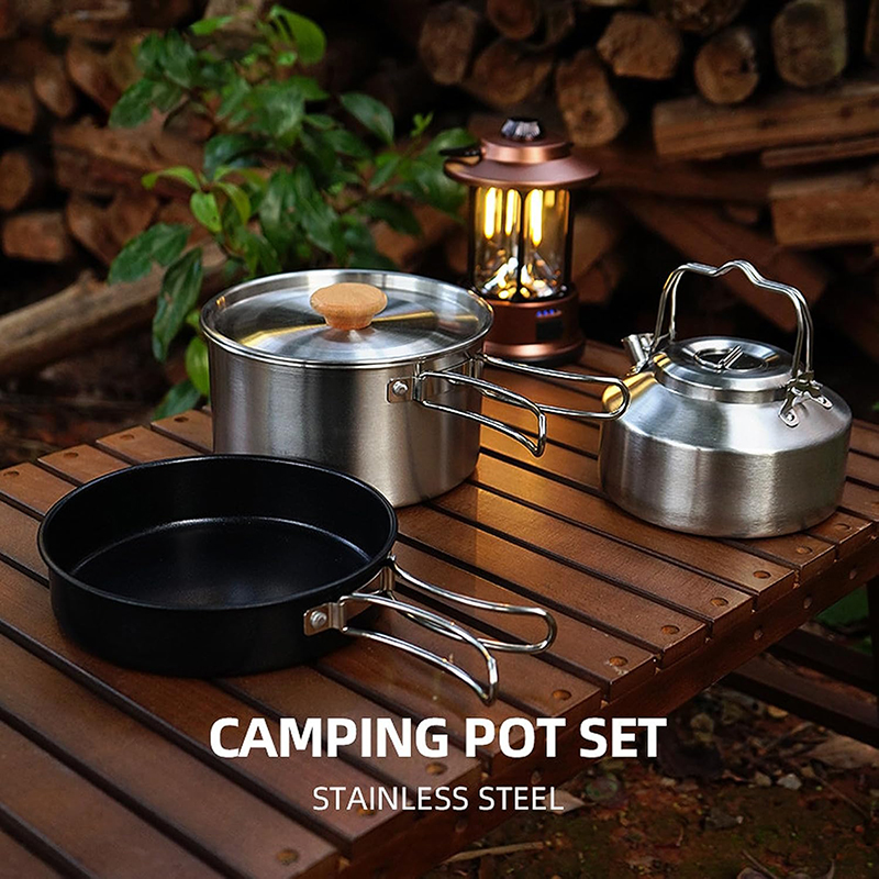 High-Grade 304 Stainless Steel - Camping Cooking Set With Kettle review and price