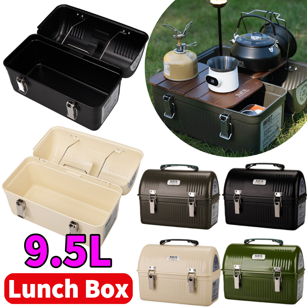 9.5L Vintage Metal Lunch Box w - Camping Cooking Food review and price
