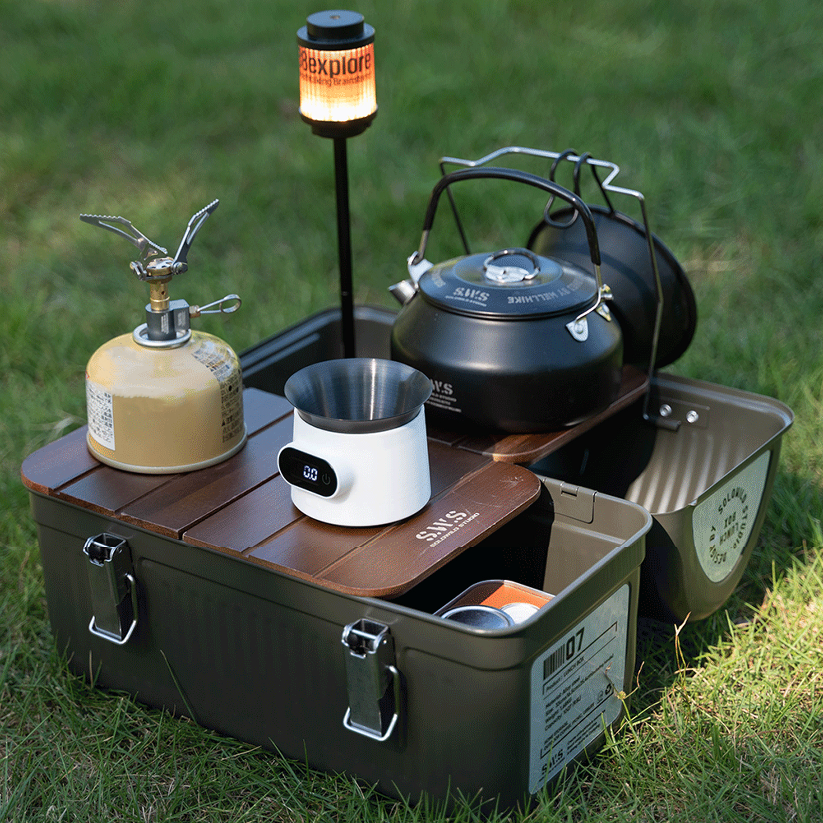 9.5L Vintage Metal Lunch Box w - Camping Cooking Food review and price